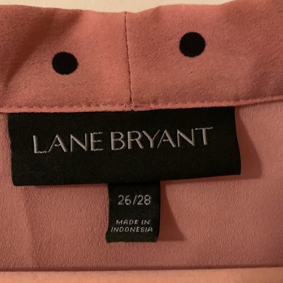 Lane Bryant pink w/black polka dots long-sleeve blouse size 26/28 - Picture 7 of 9